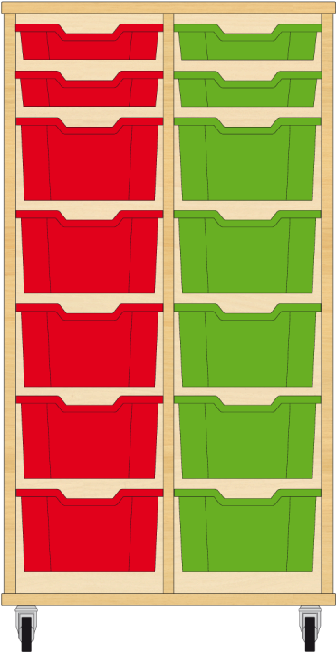 Storix Materiaalkast 21 Beuken, B710xh1200xd465 - Materiaalkast 12 - 2kol. 6hoog Laden Rood-groen (800x800)