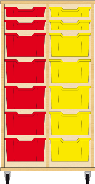Storix Materiaalkast 21 Beuken, B710xh1200xd465 - Materiaalkast 12 - 3kol.10hoog Laden Geel-rood-geel (800x800)