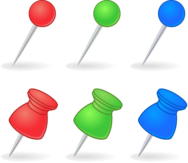 Thumbtacks, Pushpins, Markers, Needles, Pins, Points - Pins Clipart (640x556)