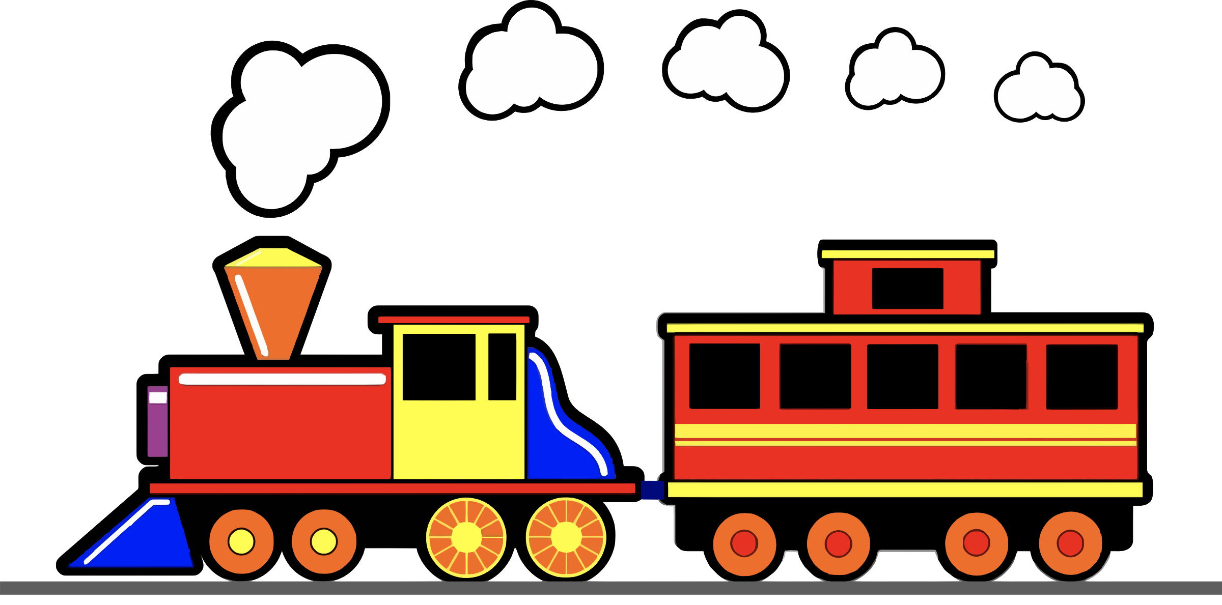 Long Clipart Toy Train - Art Clip Train Png (2400x1189)