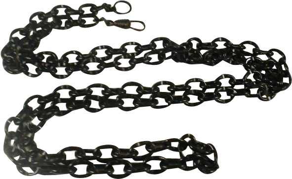 Art Deco Era Black Enameled Link Muff Chain - Chain (590x590)