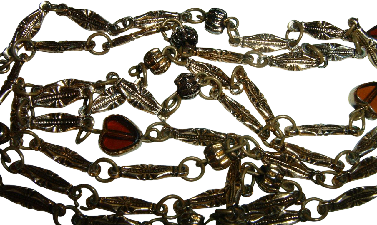 Vintage French Long Guard Or Muff Chain With Heart - Chain (1280x1280)