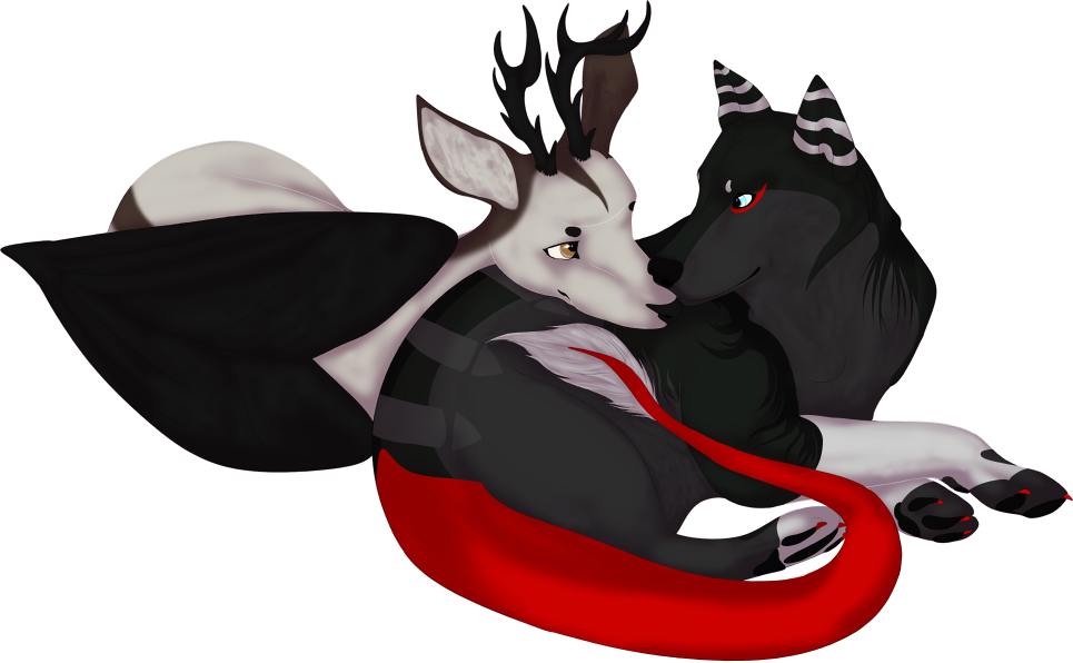 Wolf Clipart Deer - Wolf And Deer Art (965x596)