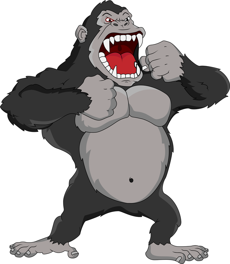 Gorilla Ape Cartoon Clip Art - Angry Cartoon Gorilla (802x919)