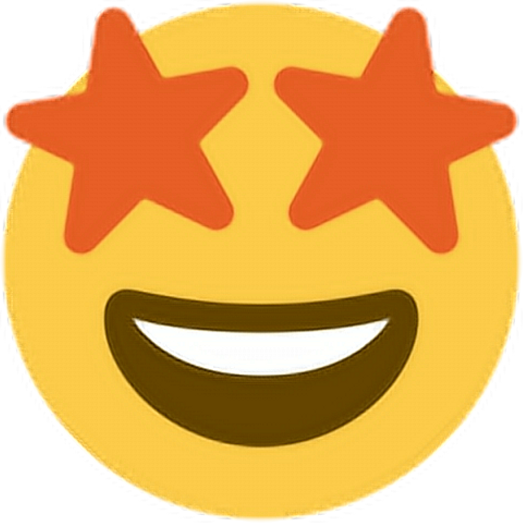 Star Eyes Orange Shape Starryeyed Emoji Emoticon Face - Emoji With Star Eyes (1024x1024)