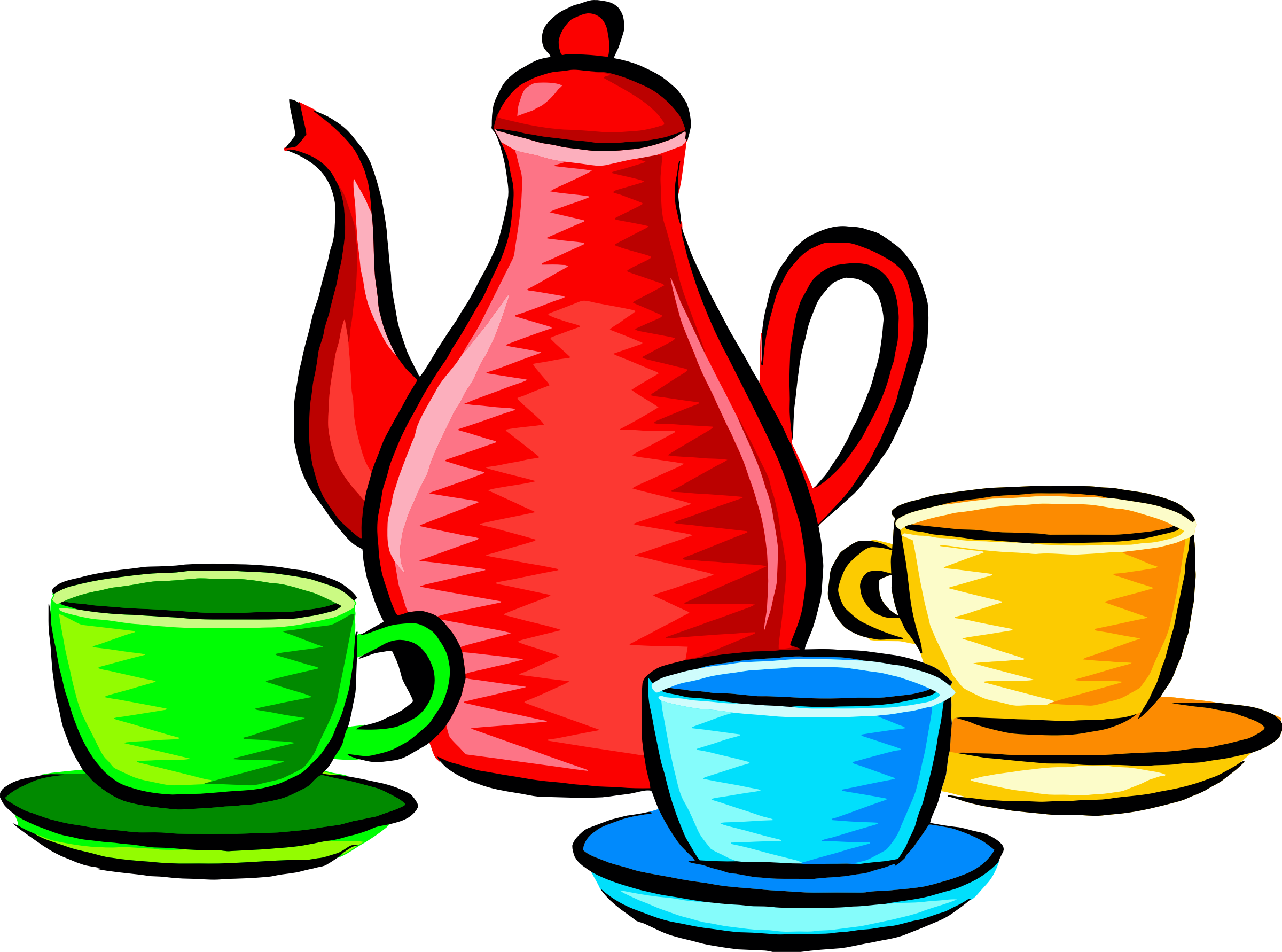 Pot And Cups - Coffee Pot And Cup (2400x1782)