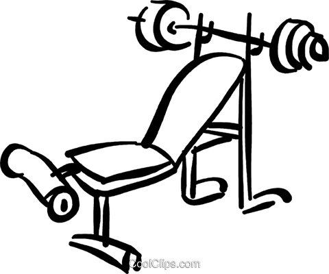 Man Lifting A Barbell On Weight Bench Cartoon Clipart - Clip Art (480x400)