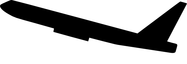 Airplane - Clipart - Black - And - White - Take - Off - Metal (600x205)