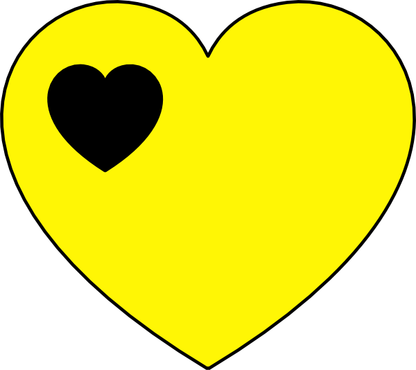 Heart Clip Art - Black And Yellow Heart (600x534)
