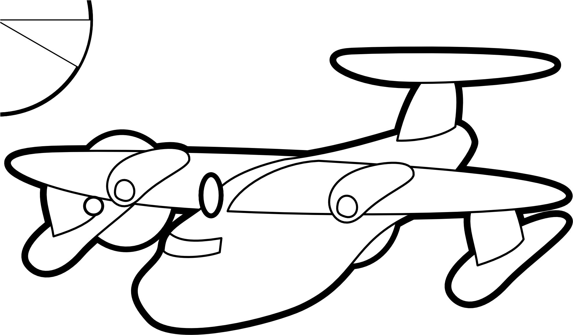 Plane Black And White Clipart Red Plane Black White - Airplane Clipart Black And White Hd (1979x1339)