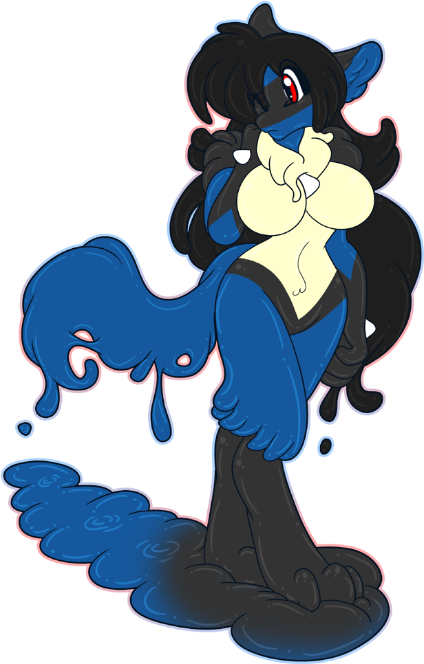 Aakashi Lucario Slime Girl By Akuoreo - Cartoon (636x1000)