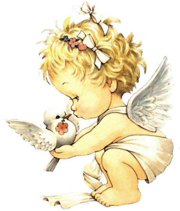 Precious Moments Baby Angel And Dove Of Peace - Baby Angel Holding A Dove (594x699)