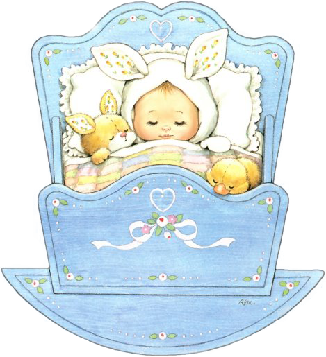Sleeping Baby In Cradle - Ruth Morehead Baby (469x515)