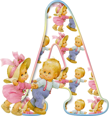 Alfabeto Con Niños De Precious Moments Corriendo - Alphabet (350x371)