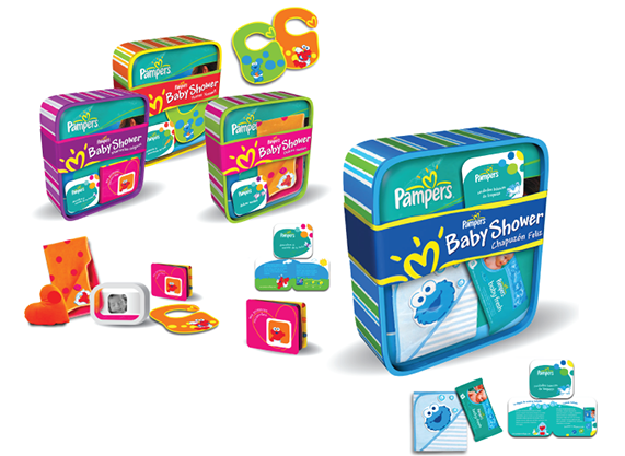Pampers Baby Shower Package - Wooden Block (600x464)