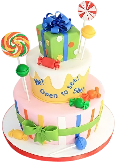 Candy Designed Tiered Cake - Baby Shower (443x640)