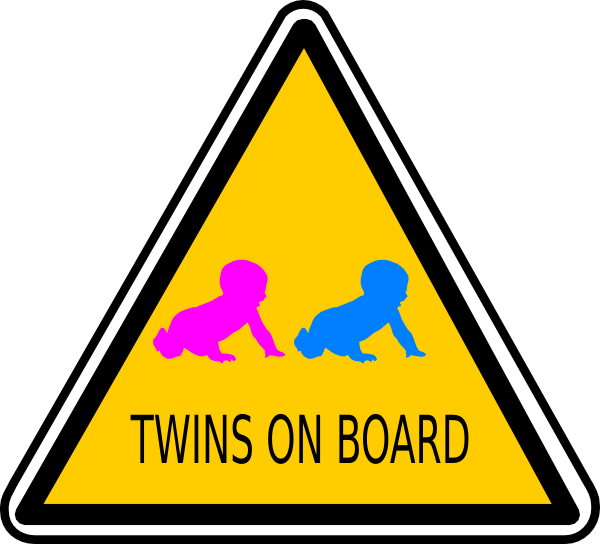 Twins Clipart - Twins On Board Sign For Car (600x544)