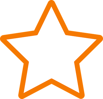 Star Favorite Orange Outline Rating Shape - Clip Art (356x340)