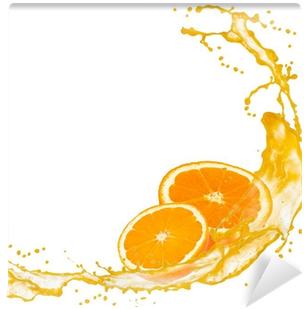 Orange Slices With Splash Isolated On White Wall Mural - Rangpur (400x400)