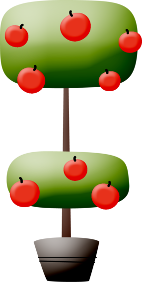 Apple Tree Topiary Clip Art - Illustration (286x569)