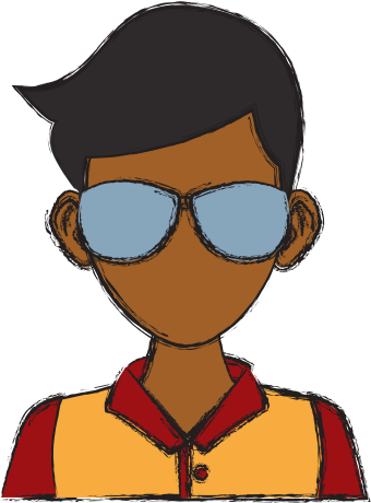 Young Man With Sunglasses Cartoon - Cartoon (550x550)