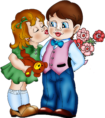 Cute Girl And Boy Valentine Images - Girl Boy Love Cartoon Png (400x400)