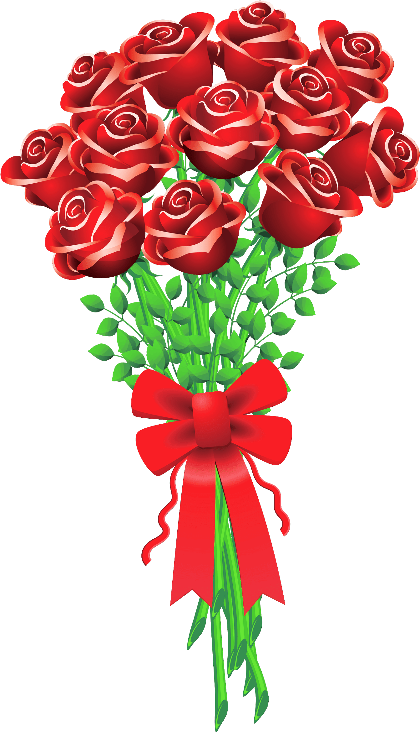 Valentine Roses Clip Art - Bouquet Of Roses Clipart (1451x2431)