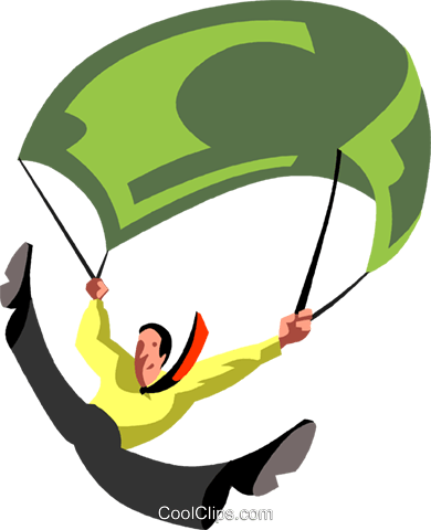 Man Parachuting With A Dollar Bill Royalty Free Vector - Man Parachuting With A Dollar Bill Royalty Free Vector (390x480)