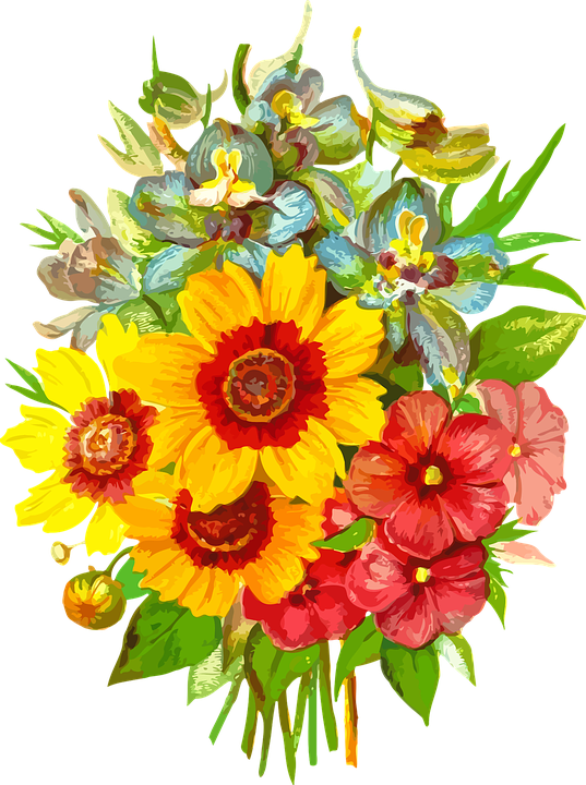 Flower Bouquet Cliparts 18, Buy Clip Art - Happy Be Bright Be You Daily Planner: Black Bird, Pink (537x720)