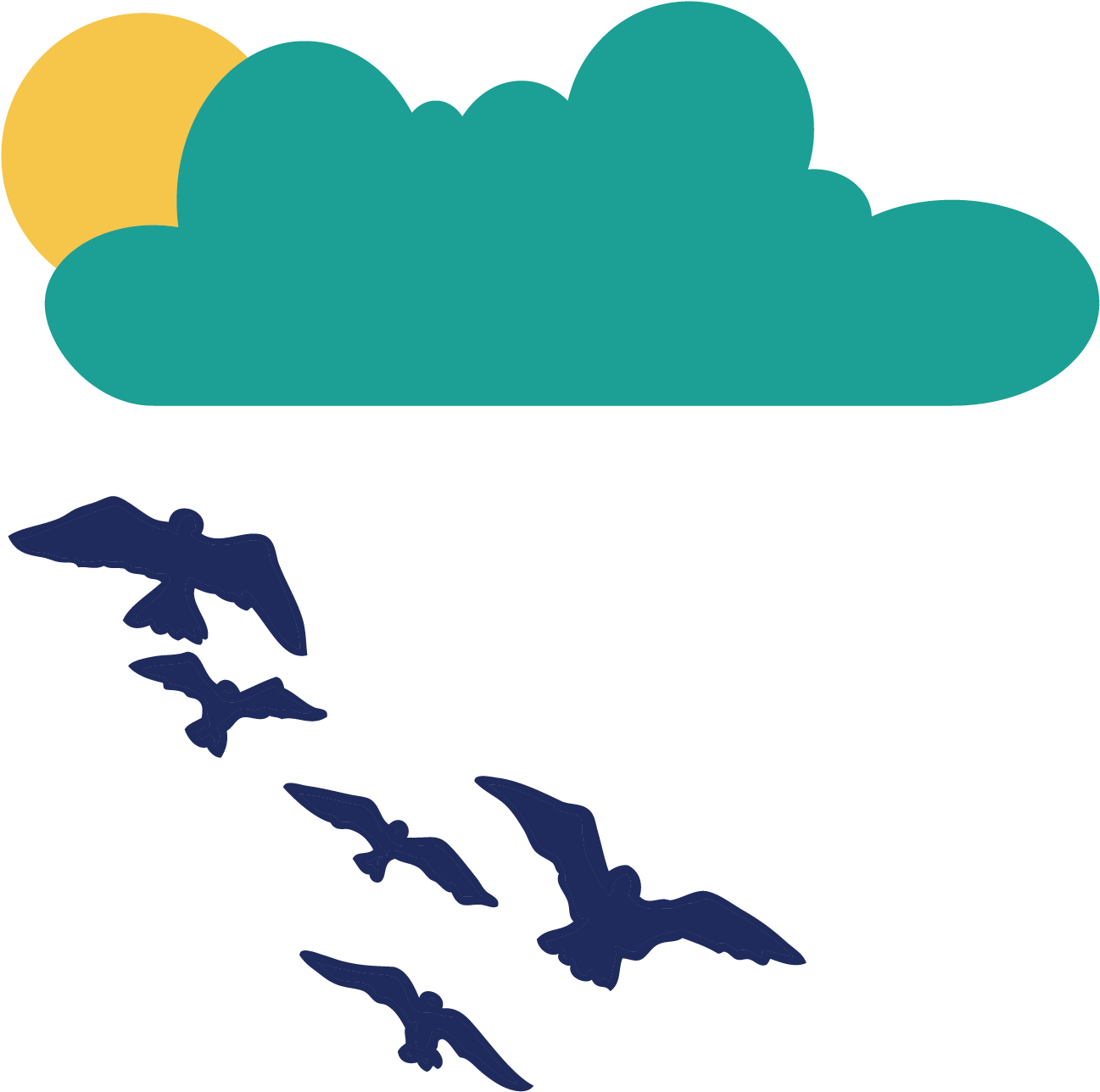 Vector Clouds Sun Seagull Flying Birds - Vsgraphics Llc Saxophone Music Vinyl Wall Art (1500x1500)