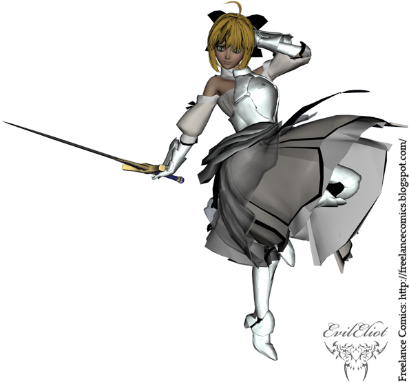 Saber Lily Work In Progress - Cartoon (600x600)