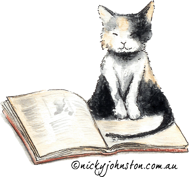 Cat Illustration By Nicky Johnston - Illustrations Cat In Books (1000x801)