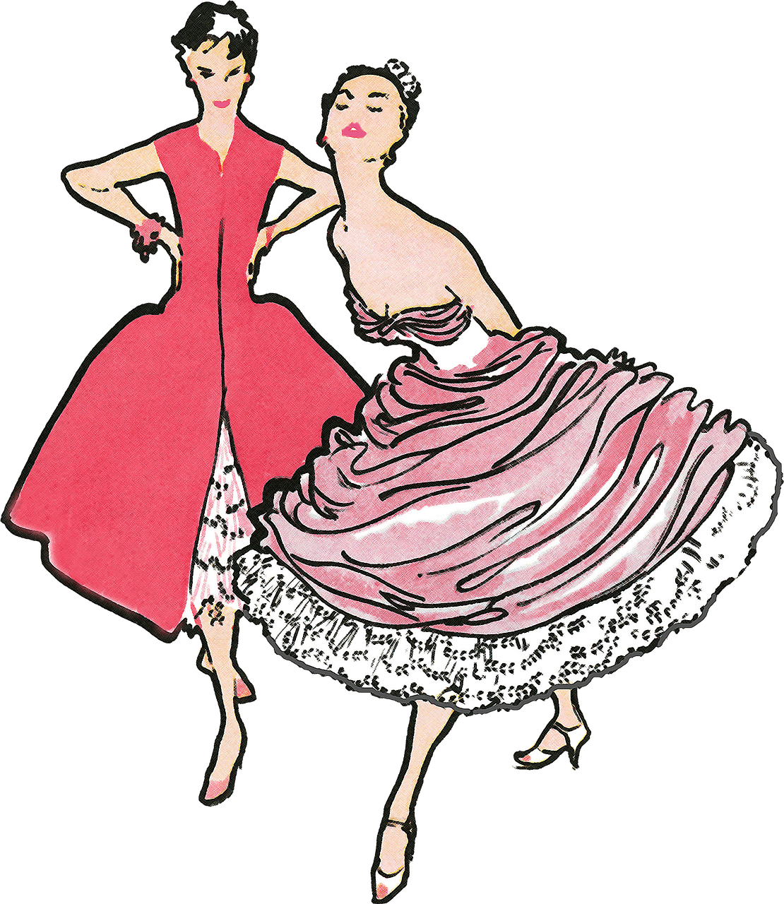 2 Women Group Vintage - Illustration (1110x1280)