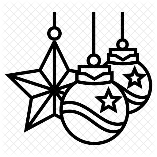 Balls, Christmas, Decoration, Light, Snowflake, Xmas - Christmas Decoration Black And White Png (512x512)