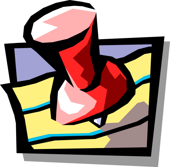 Vector Illustration Of Push Pin Or Thumb Tack Fastens - Tachinha (712x700)