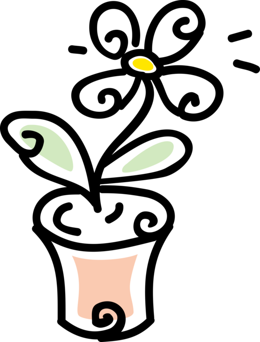 Vector Illustration Of Potted Houseplant Flower In - Vector Illustration Of Potted Houseplant Flower In (534x700)