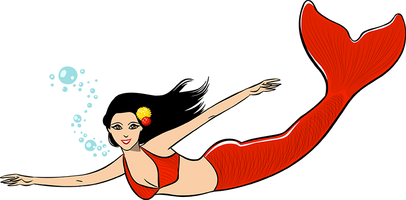 Swimmer Kids Swimming Pool Clipart Free Images Clipartixtop - Red Tailed Mermaid Cartoon (800x394)