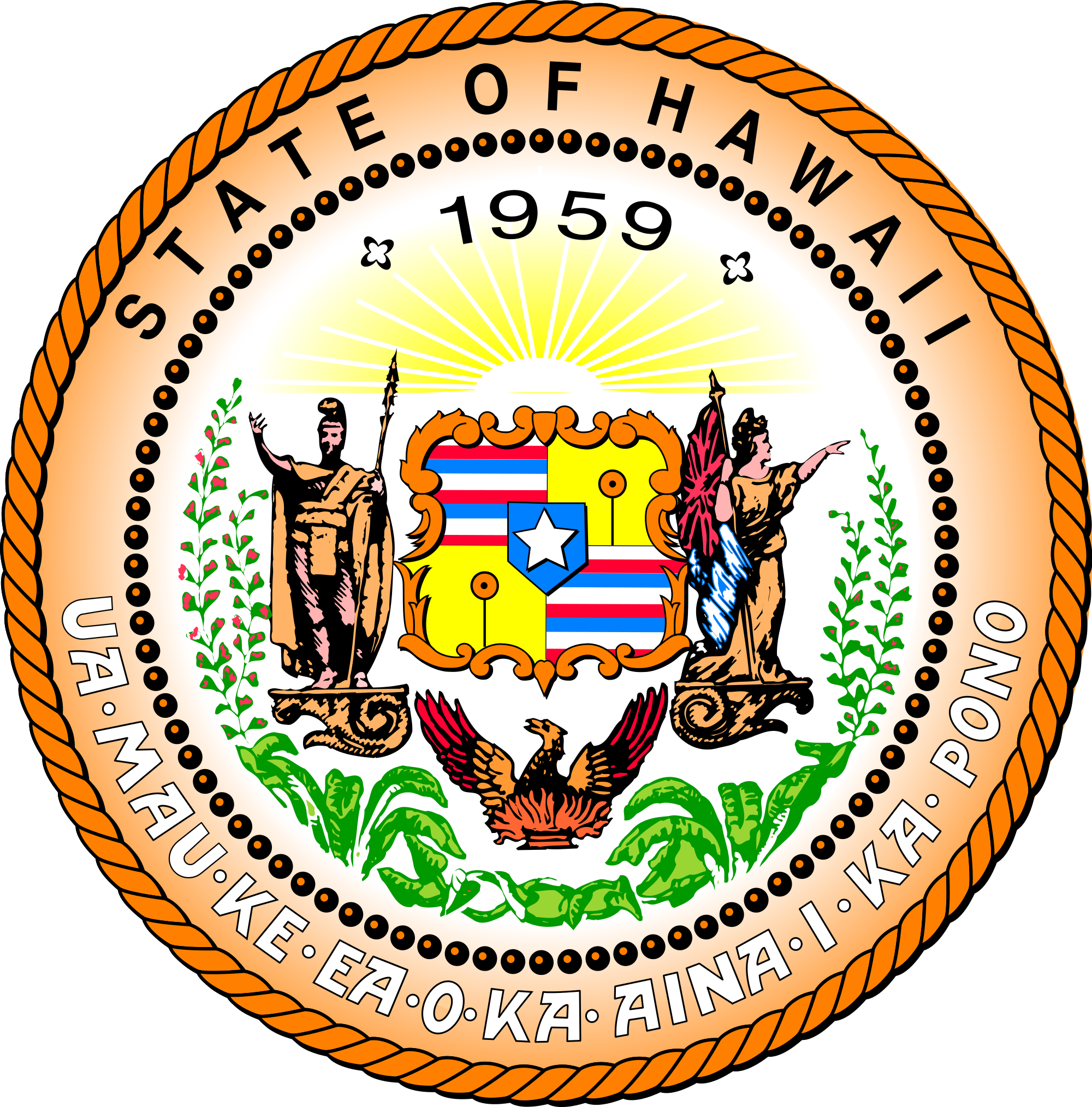 Hawaii Graphics 11, Buy Clip Art - Hawaii State Seal (2000x2028)