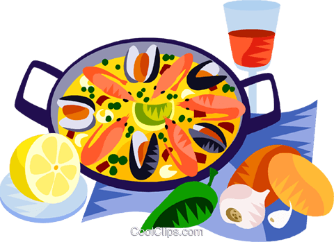 Eu European Cuisine Paella Royalty Free Vector Clip - Paella Clipart (480x349)