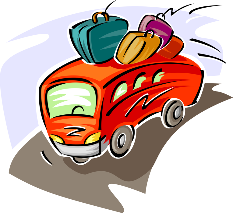 Tour Bus Royalty Free Vector Clip Art Illustration - So Many Walking Trips Throw Blanket (765x700)