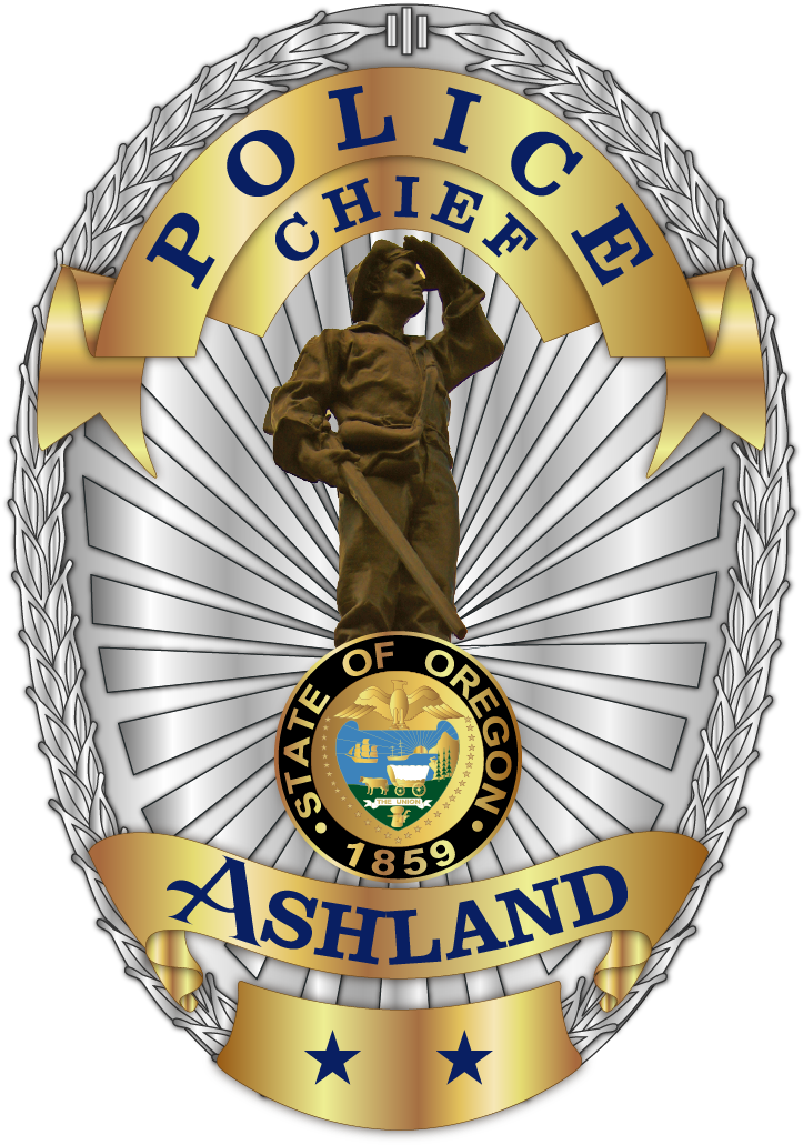 The Two Stars On The Bottom Of The Badge Represent - Ashland Oregon Police Badge (726x1040)