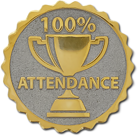 100% Attendance Badge By School Badges Uk - Emblem (500x500)