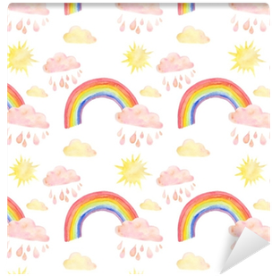 Papel De Parede Watercolor Seamless Pattern Com Arco-íris, - Circle (400x400)