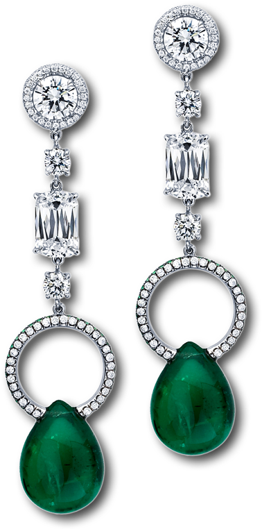 Pear-shaped Emeralds And Diamond Drop Earrings - Beautiful Long Earring Wedding Jewelry Pear Green Solid (800x762)
