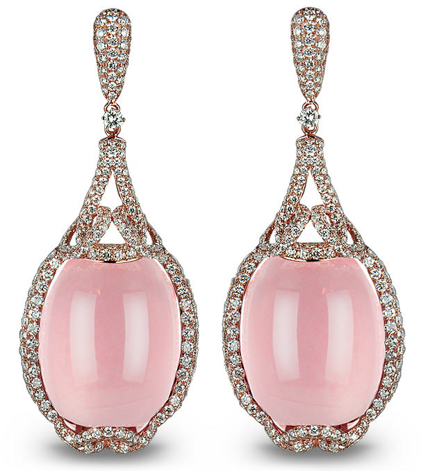 18k Rose Gold Earrings Set With - Rose Quartz Drop Earrings (700x700)