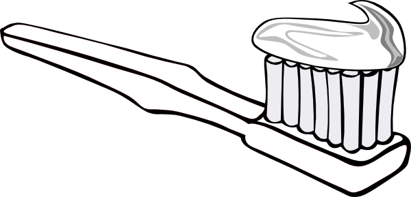 Toothbrush Clip Art At Clker Com Vector Clip Art Online - Line Art (600x289)