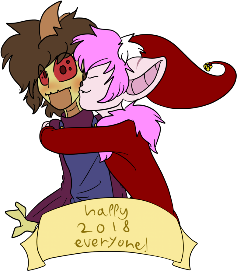 New Years Kiss By Annnoel - Cartoon (851x938)