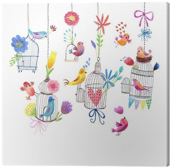 Cute Card With Birds And Flowers Pastel Drawing Painting - Kyv36 Digno Rafre ディグノ ラフレ スマホケース (400x400)