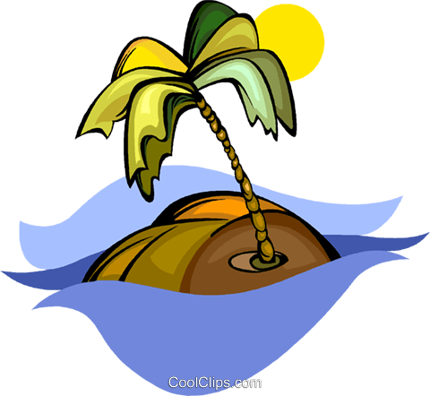 Island With Palm Tree Royalty Free Vector Clip Art - Ilha Png (480x442)