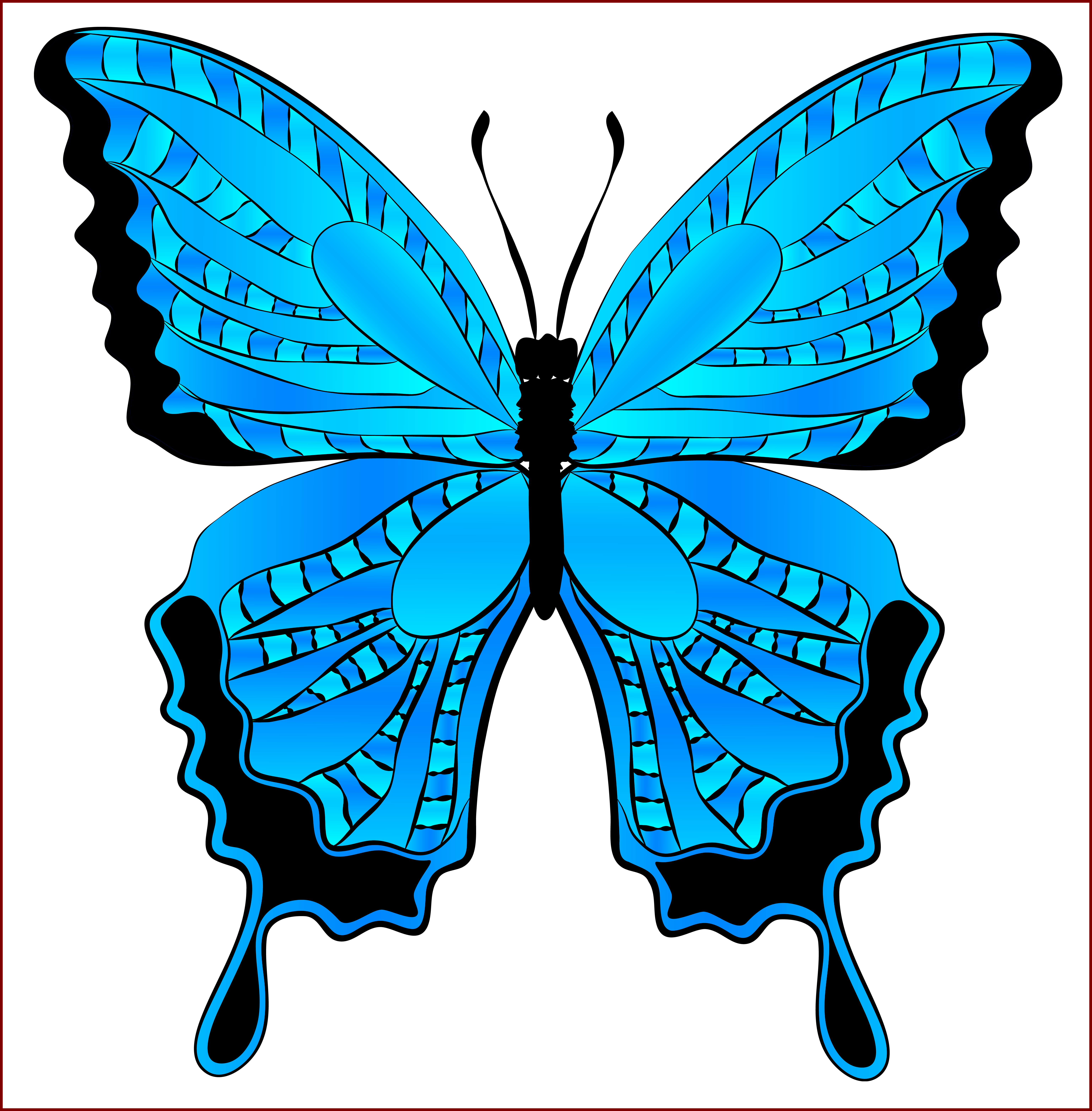 Awesome Blue Butterfly Clipart Image Png Of Hd Styles - Butterfly Clip Art Blue (6147x6254)